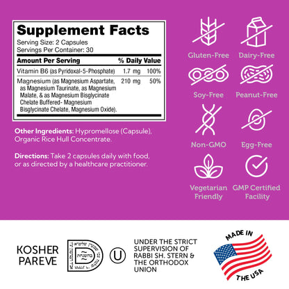 Zahler Magnesium Complex Supplement - Multi Magnesium Supplement Blend with Magnesium Glycinate, Malate, Aspartate, Taurinate and Oxide Plus Vitamin B6 - Bone Nerve Heart & Muscle Health (60 Capsules) Zahler buy supplements Au