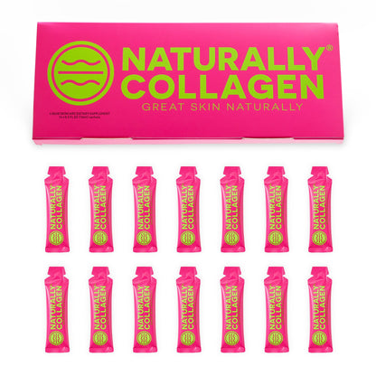 Naturally Collagen - Premium Hydrolyzed Liquid Marine Collagen Supplement - 8000mg of Collagen per Sachet Plus 180mg VIT C - Natural Tropical Fruit Flavour - 14 Sachets per Box Naturally Collagen buy supplements Au