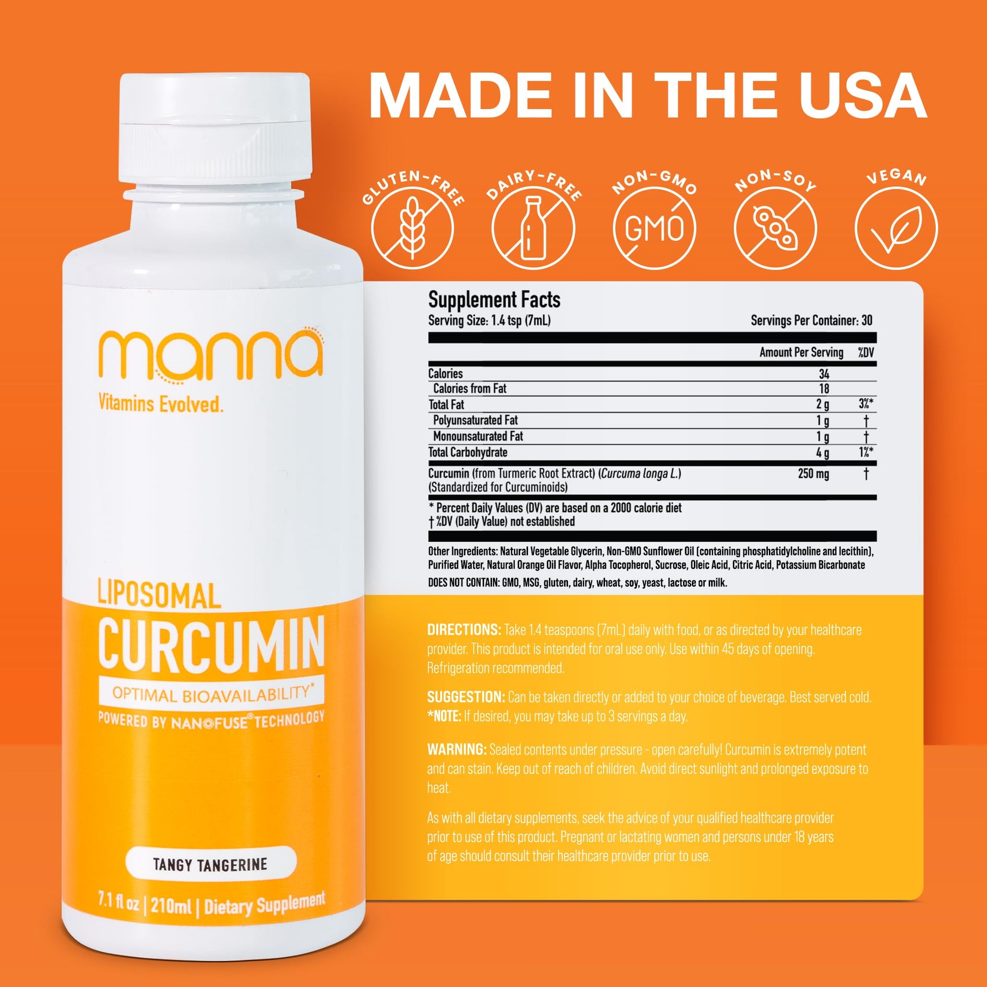 Manna Vitamins Evolved Liposomal Liquid Curcumin for Advanced Absorption Best Turmeric Supplement for Daily Joint & Immune Health Support - Vegan, Non-GMO, 95% Curcuminoids (1 Pack) Manna Vitamins Evolved buy supplements Au