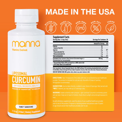 Manna Vitamins Evolved Liposomal Liquid Curcumin for Advanced Absorption Best Turmeric Supplement for Daily Joint & Immune Health Support - Vegan, Non-GMO, 95% Curcuminoids (1 Pack) Manna Vitamins Evolved buy supplements Au