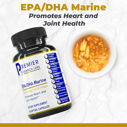 Premier Research Labs EPA DHA Marine Softgels - Omega 3 Fish Oil, EPA DHA Omega 3 Supplement, Fatty Acids for Women & Men, Natural - 90 Softgel Capsules Premier Research Labs buy supplements Au