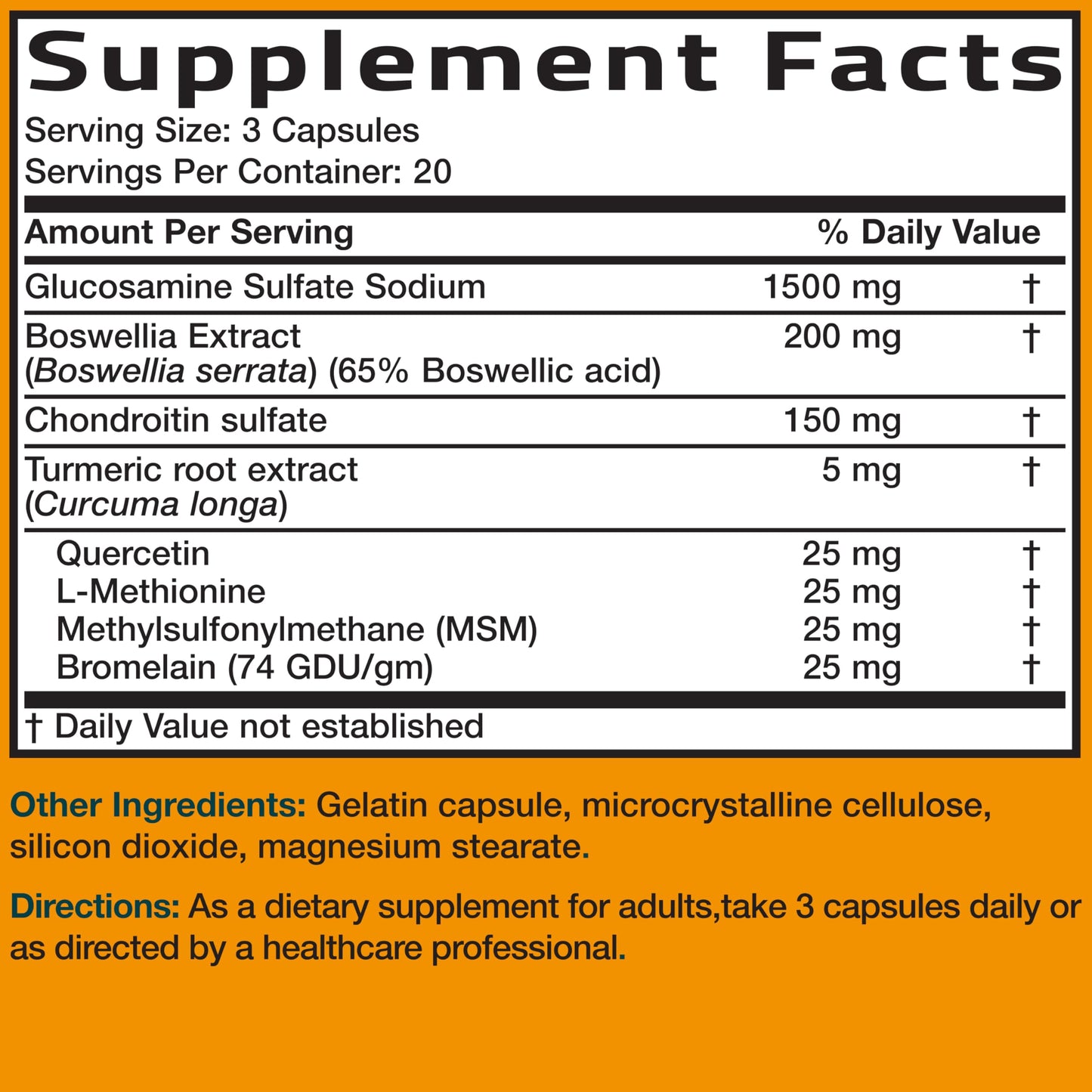 Bronson Glucosamine Chondroitin Turmeric & MSM Advanced Joint & Cartilage Formula, Supports Healthy Joints, Mobility & Cartilage - Non-GMO, 60 Capsules