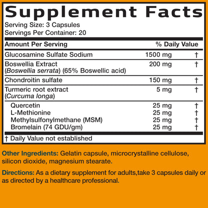 Bronson Glucosamine Chondroitin Turmeric & MSM Advanced Joint & Cartilage Formula, Supports Healthy Joints, Mobility & Cartilage - Non-GMO, 60 Capsules
