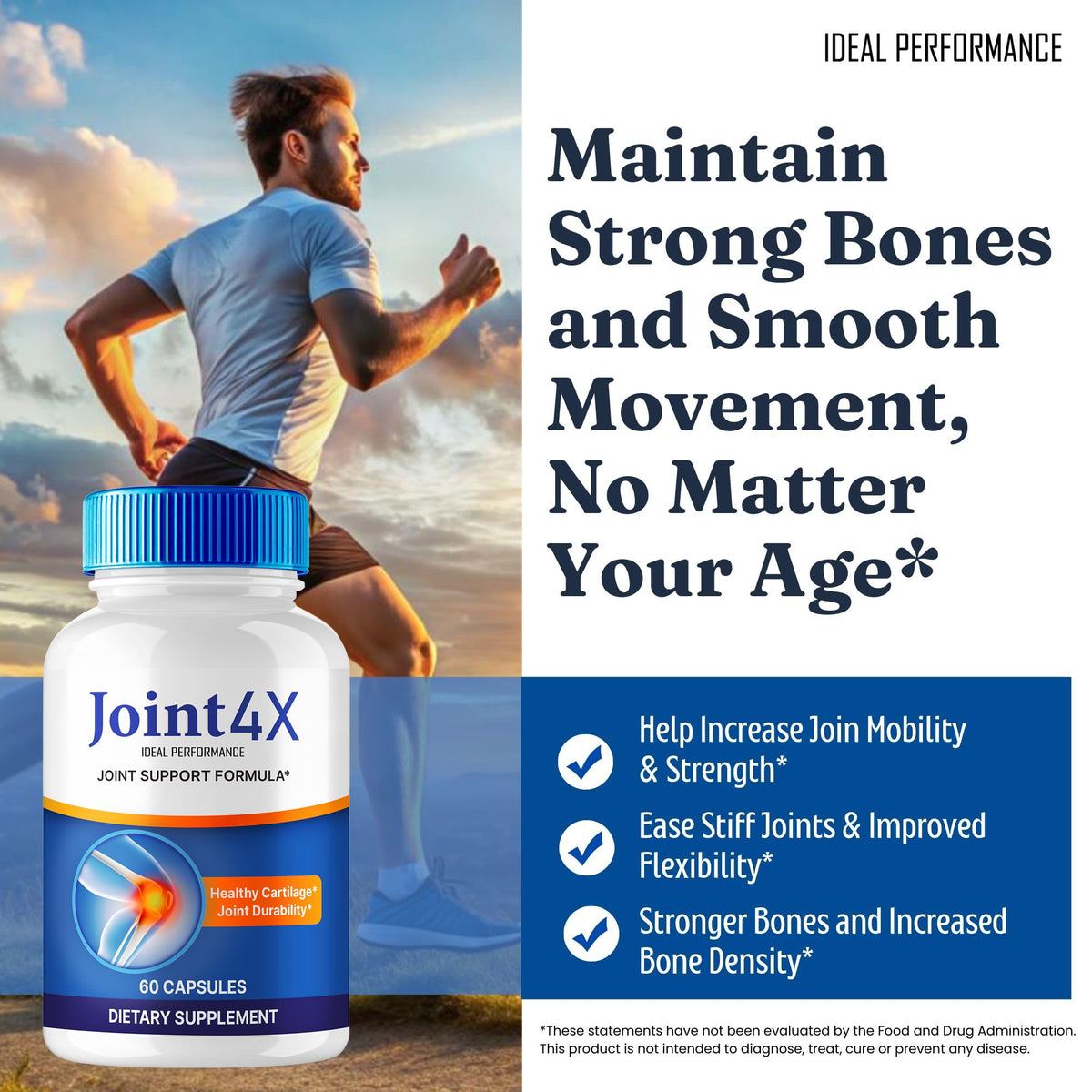 IDEAL PERFORMANCE Joint4X Joint Support Capsules, Official Joint-4X Supplement Pills, All-Natural Formula to Fortify Bones and Bolster Flexibility - Maximum Strength, Joint 4X Pills Reviews (3 Pack) IDEAL PERFORMANCEBuy Supplements Australia