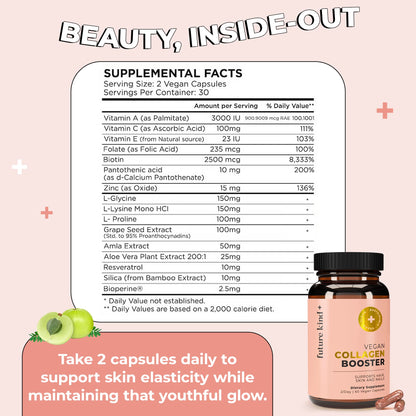 Future Kind Vegan Collagen - Supports Collagen Production with Biotin and Vitamin C (60 Capsules in Glass Bottle) Future Kind buy supplements Au