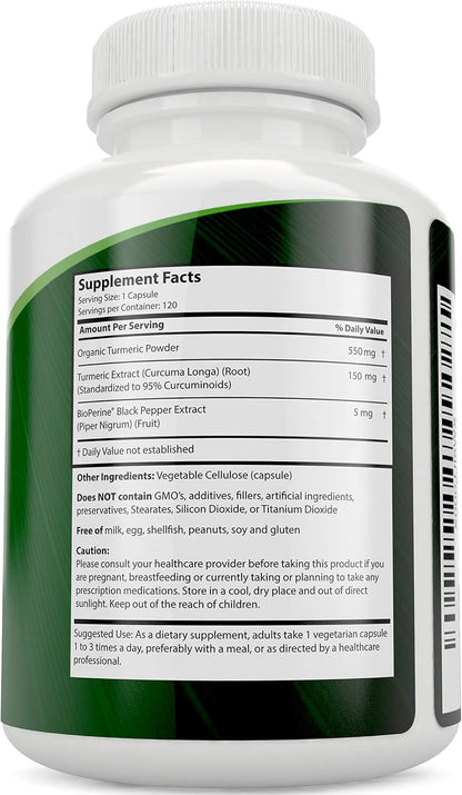 Magnesium Glycinate 400mg + Organic Turmeric Curcumin 700mg with Bioperine Providing 95% Curcuminoids - 270 Tablets & 120 Capsules - Vegan Bundle