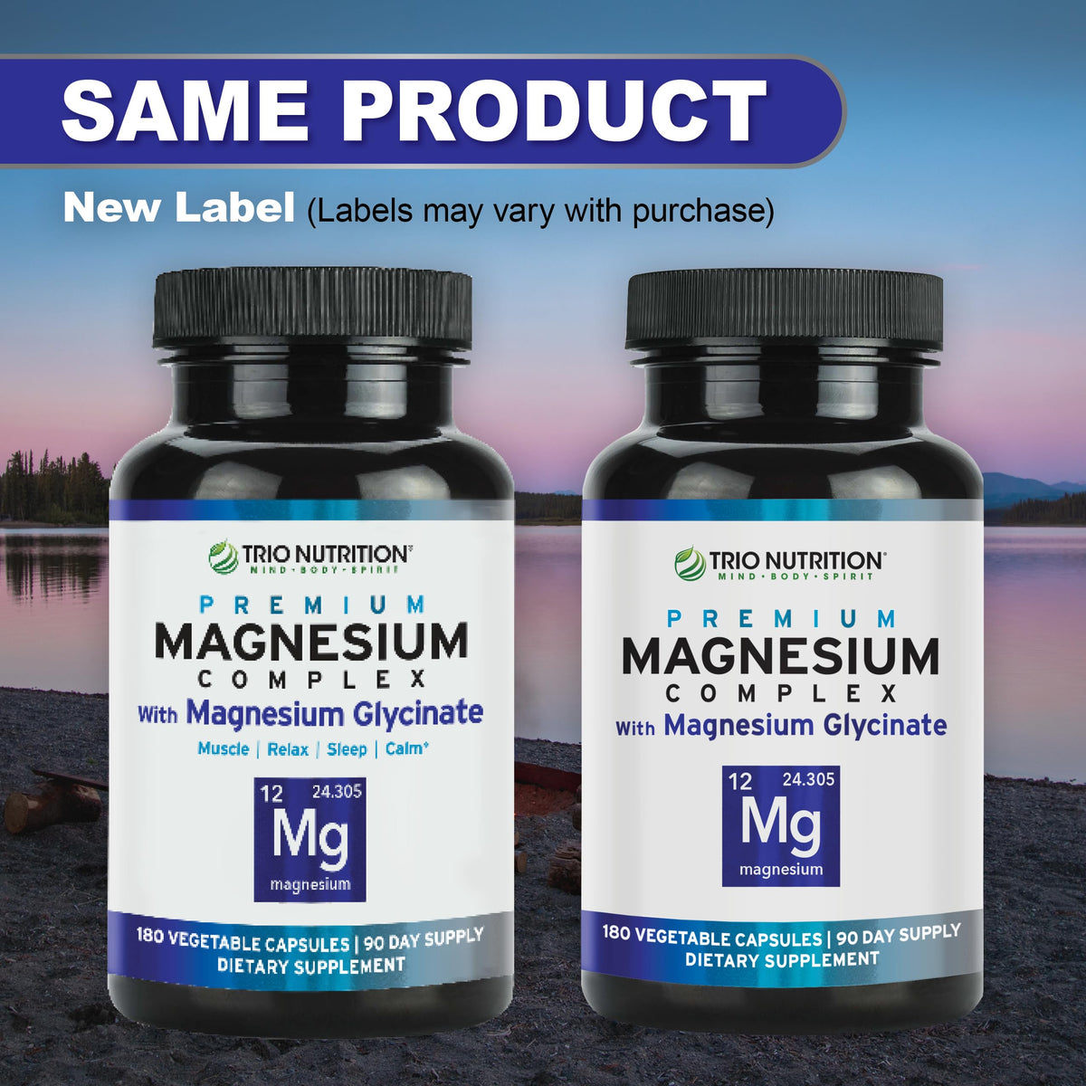 Trio Nutrition Magnesium Complex 90 Day Supply 420 mg | Natural Calm, Relax, Stress Relief, and Muscle Recovery |Magnesium Glycinate Supplement with Vitamin B6 for Rapid Absorption* TRIO NUTRITION buy supplements Au