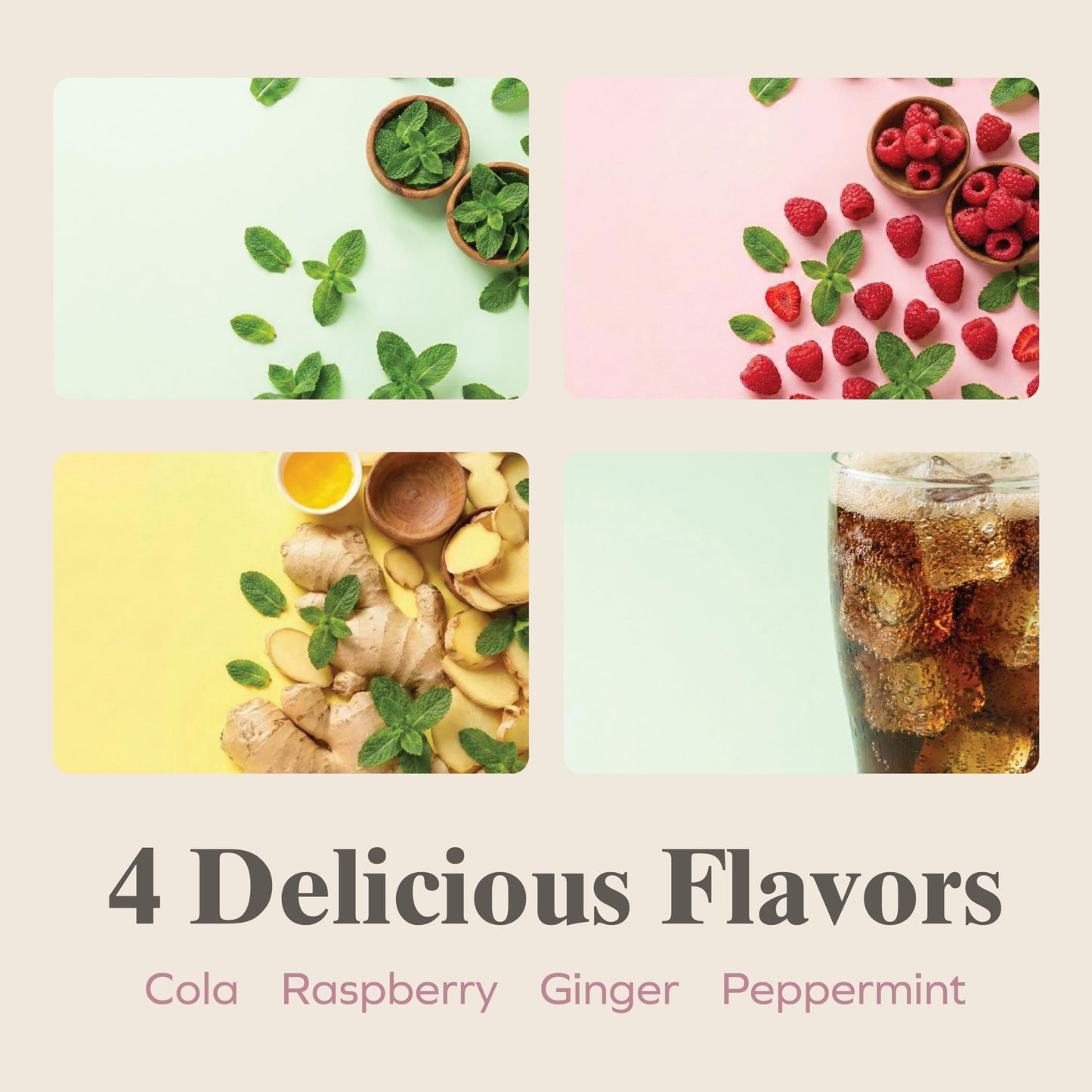 Three Lollies Queasy Drops Natural Motion Sickness Relief - Non-Drowsy Lozenges for Nausea, Upset Stomach, Car & Sea Sickness, Gluten-Free, 4 Assorted Flavors (Ginger, Cola, Peppermint, & Raspberry), 12 Count