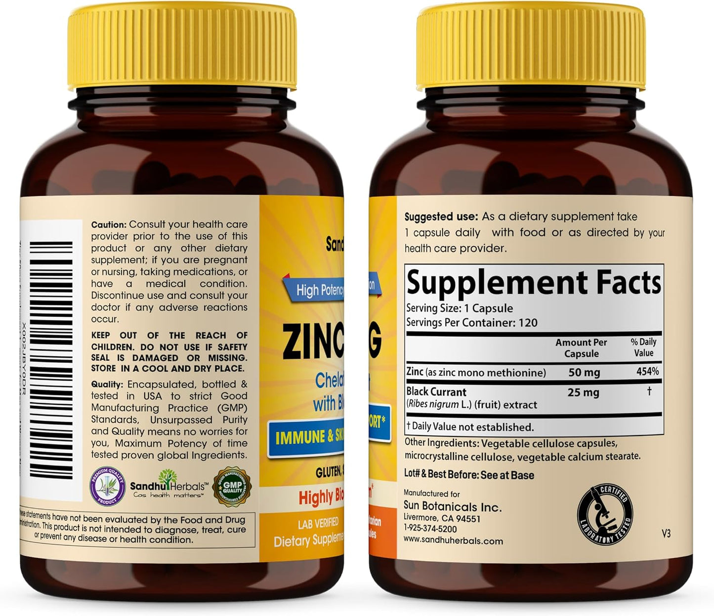 SANDHUHERBALS Zinc 50mg Bundle with Magnesium Complex 6 in 1 Supplement | Supports Immune, Muscle Health & Quality Sleep | for Men & Women