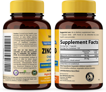 SANDHUHERBALS Zinc 50mg Bundle with Zinc 30mg Vitamin D3, Magnesium, Selenium, Vitamin B6, B7 (Biotin), Copper | Supports Immune, Skin, Hair & Nails Health