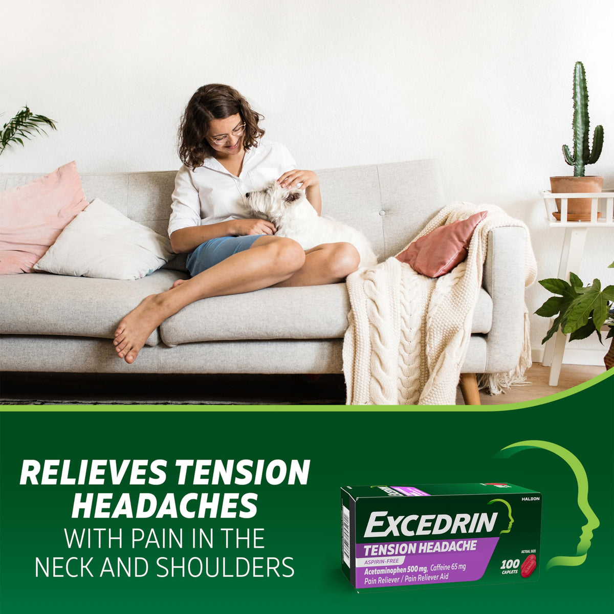 Excedrin Tension Headache Relief Caplets, Acetaminophen 500mg, Caffeine 65mg, Pain Reliever, Aspirin-Free, 100 Count Excedrin buy supplements Au