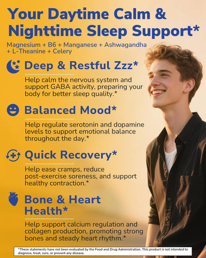 Vitalibre Magnesium Complex Supplement 500mg + Ashwagandha, L-Theanine, Vitamin B6 & Celery, High Absorption Magnesium Glycinate, Citrate, Malate, Sleep & Bone Support, 120 Vegan Capsules Vitalibre buy supplements Au