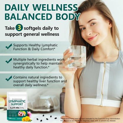 FANSHI Lymphatic Drainage Supplements 240 Softgels | Herbal Blend with Echinacea, Dandelion & Burdock Root | Promotes Healthy Circulation & Fluid Balance | Supports Overall Daily Wellness FANSHI buy supplements Au