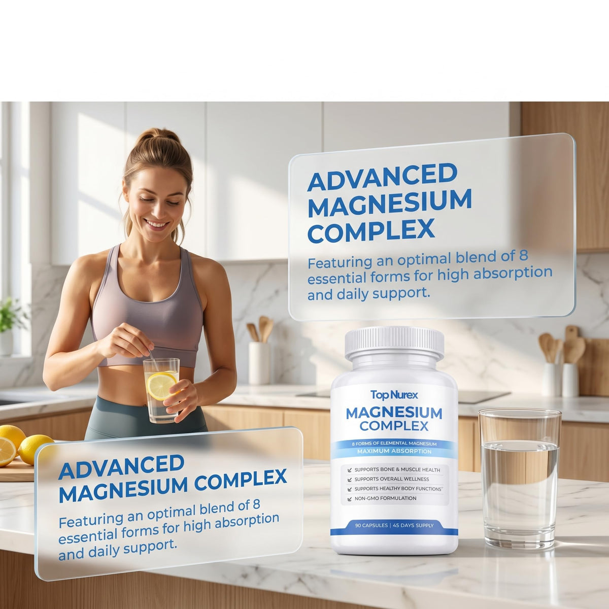 Top Nurex Magnesium Complex for Women & Men,1000mg High Absorption Blend, 8 Magnesium Forms Including Glycinate, Citrate & Malate, Daily Nutrient Support, Vegan Non-GMO, 90 Capsules (1 Pack) wuliao buy supplements Au