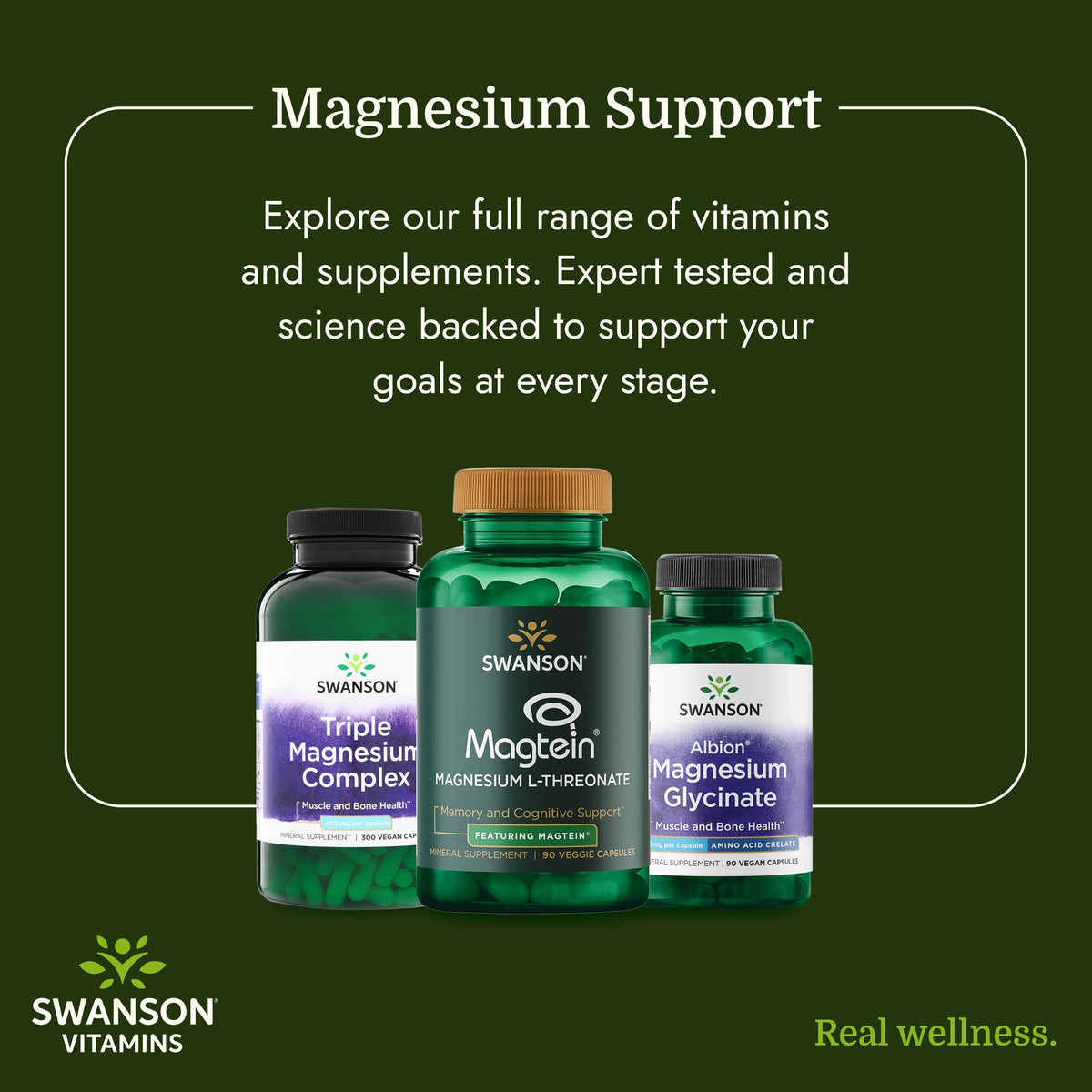 Swanson Triple Magnesium Complex Bone, Nerve, and Muscle Support Supplement for Adults Seeking Optimal Magnesium Absorption - 400 mg (300 Vegan Capsules) Swanson buy supplements Au
