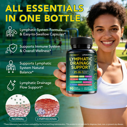 Lymphatic Drainage Supplements, Lymphatic Drainage Capsules Supplement - Wellness Complex Formula 21 in 1 - Aescia, Turmeric, Bromelain, Echinacea & More - Lymph System Support Capsule Easy Store OMZOK buy supplements Au