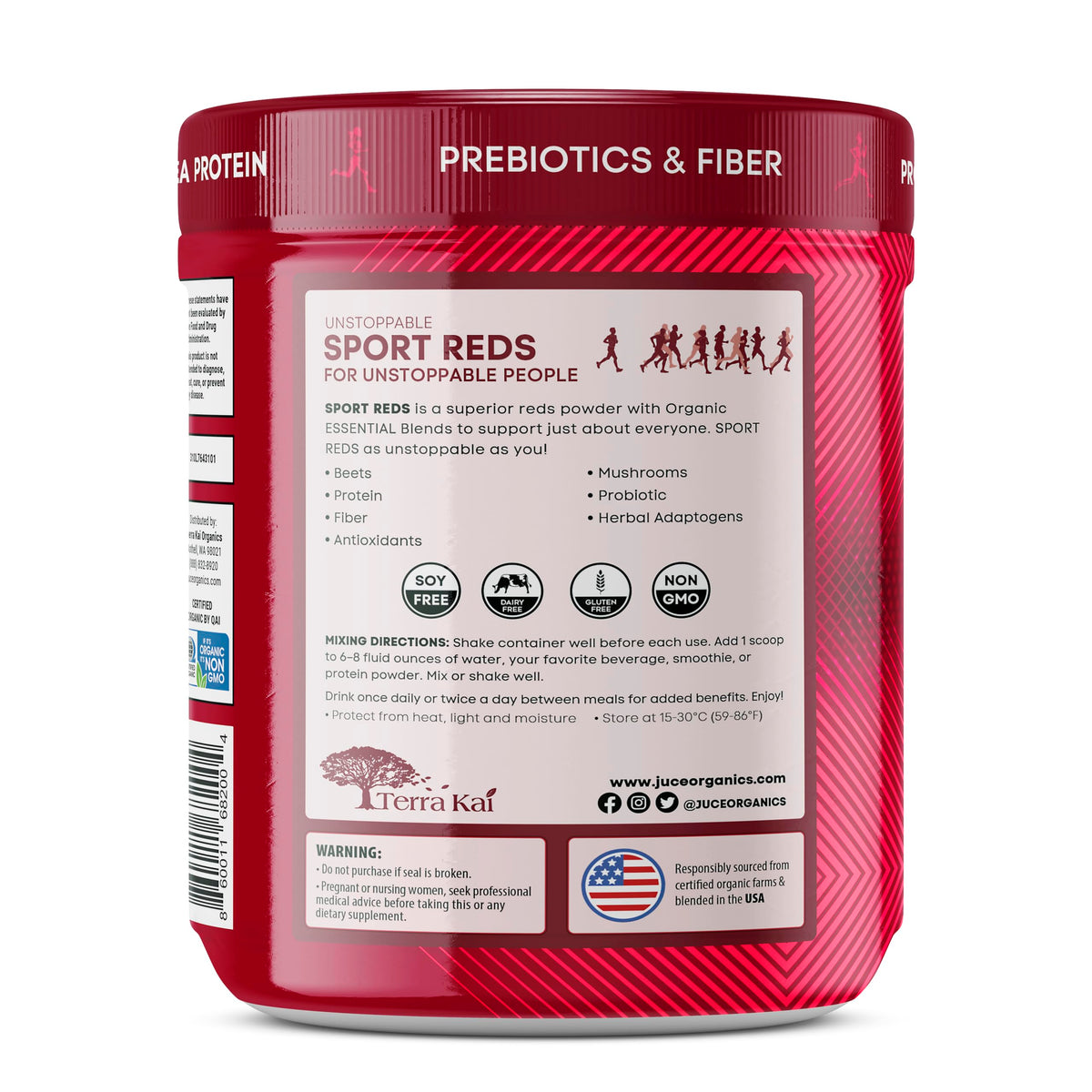 Terra Kai Organics Juce SR7 Sport Reds Organic Fruit & Veggies w/Pea Protein | 43 Superfoods, Antioxidants, Mushrooms, Beets, Herbal Adaptogens, Probiotic, Fiber, Garden Berry Flavor (30 Servings) Terra Kai OrganicsBuy Supplements Australia