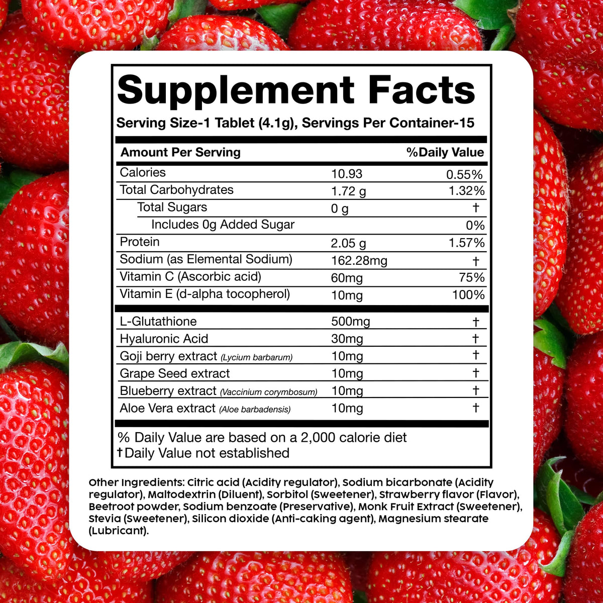PLIX Glowy Skin 500mg Glutathione Supplement with Hyaluronic Acid, Vitamin C, E & Berries | 30 Effervescent Tablets, Strawberry Flavor PLIX - THE PLANT FIXBuy Supplements Australia