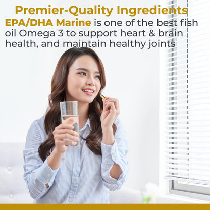 Premier Research Labs EPA DHA Marine Softgels - Omega 3 Fish Oil, EPA DHA Omega 3 Supplement, Fatty Acids for Women & Men, Natural - 90 Softgel Capsules Premier Research Labs buy supplements Au