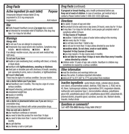 Wellness Basics Omeprazole 20mg Delayed Release | Acid Reducer | 42 Count | Tablet | Treats Frequent Heartburn (Wildberry)