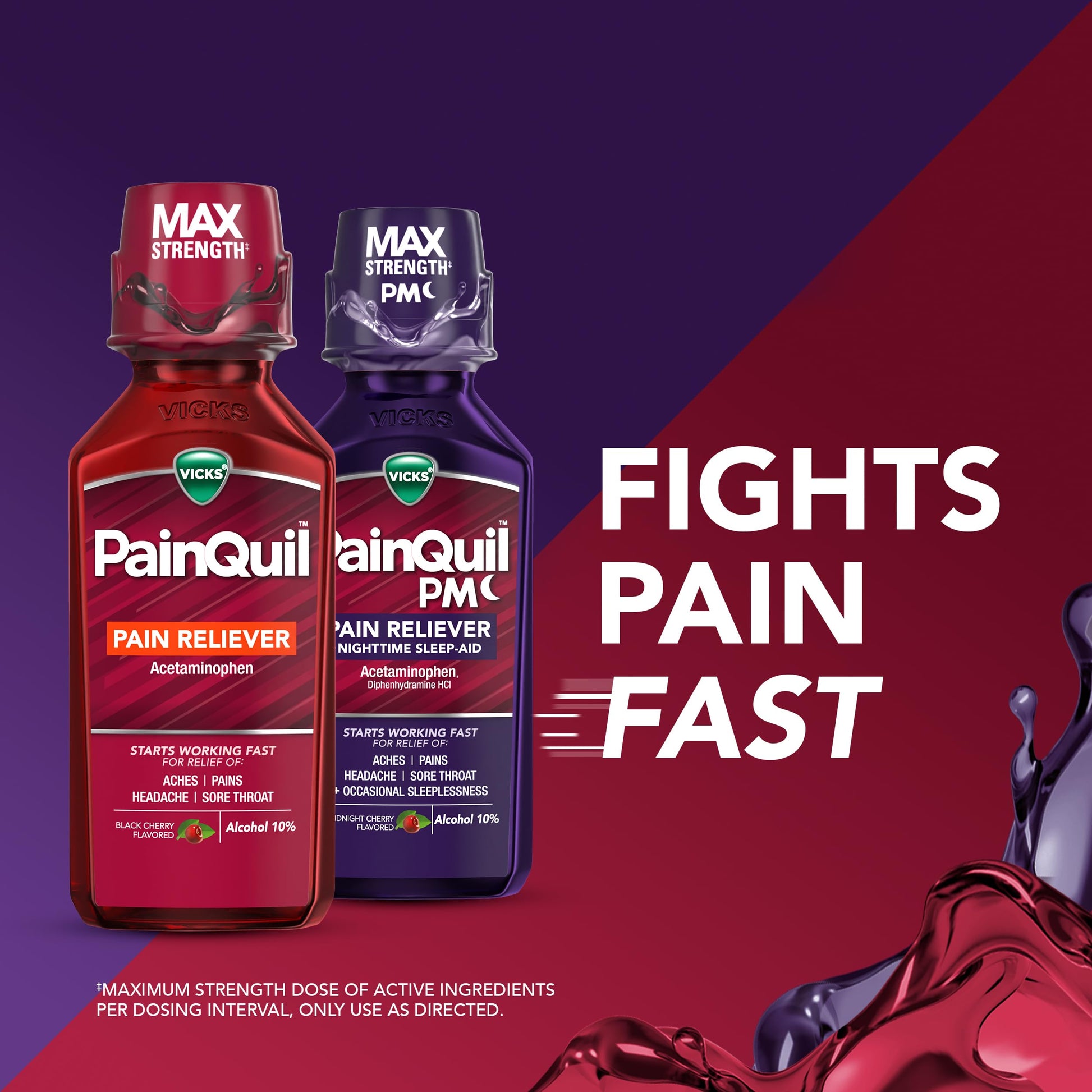 Vicks PainQuil & PainQuil PM Pain Relief Liquid, 1000mg Acetaminophen, 2x12 oz Vicks buy supplements Au