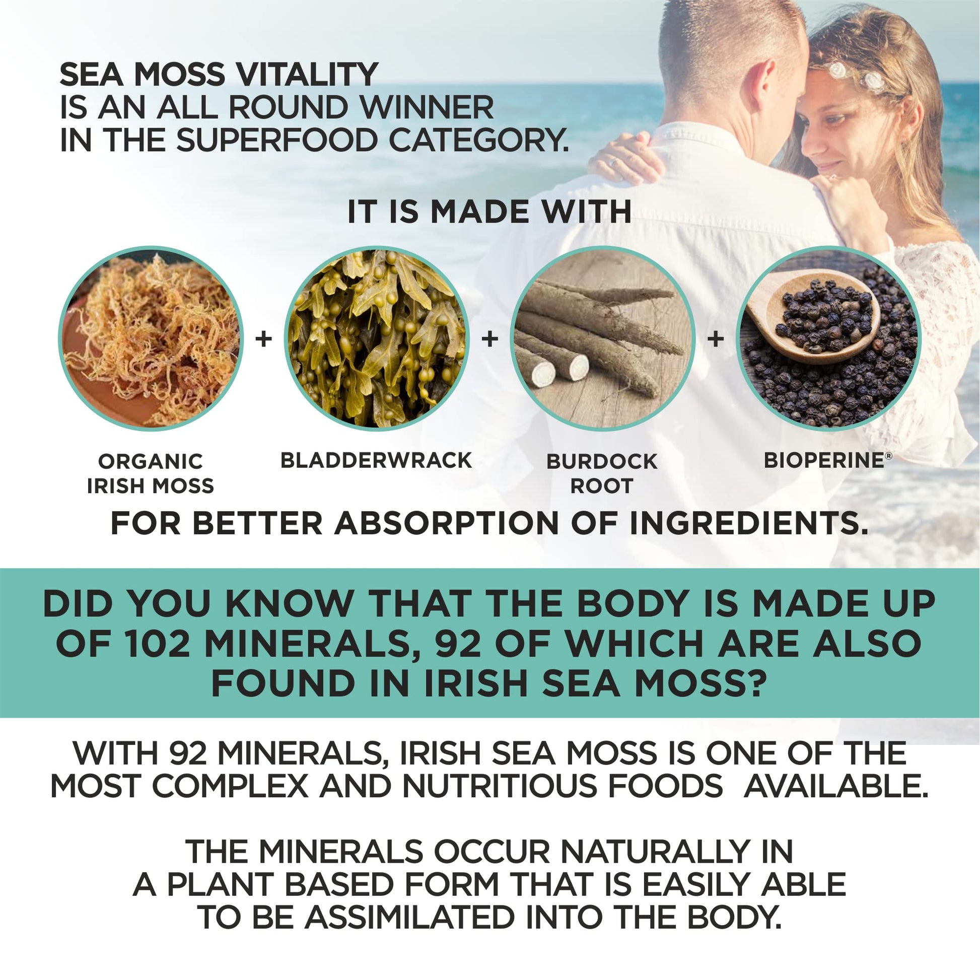 HerbaMe Organic Irish Sea Moss with Bladderwrack, Burdock Root & Black Pepper Extract, 150 Capsules, Thyroid Support, Natural Iodine Source, Promotes Immune System, Cell Food, Alkaline Supplement HerbaMeBuy Supplements Australia