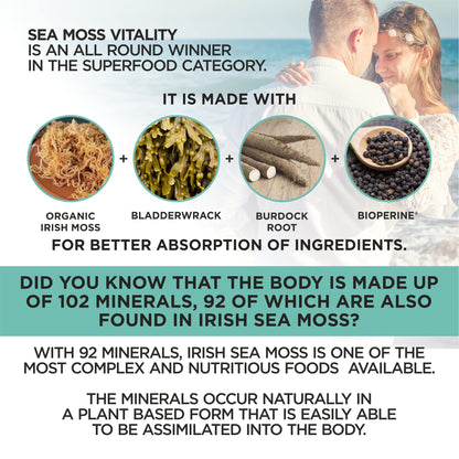 HerbaMe Organic Irish Sea Moss with Bladderwrack, Burdock Root & Black Pepper Extract, 150 Capsules, Thyroid Support, Natural Iodine Source, Promotes Immune System, Cell Food, Alkaline Supplement HerbaMeBuy Supplements Australia