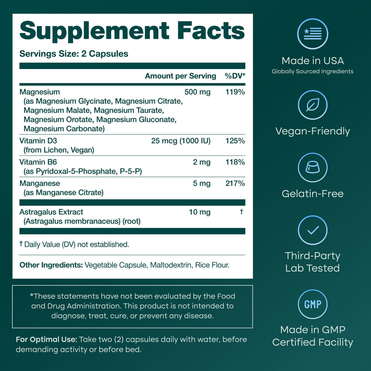 Magnesium Glycinate Complex 500mg (7-in-1) with D3, B6 (P5P) & Manganese - Multi-Form Blend - Supports Sleep & Muscle Health [Oxide-Free] Etta Vita buy supplements Au