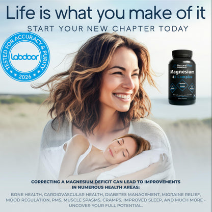 Natural Flow 4X Magnesium Supplement, Magnesium Glycinate, Taurate, Malate, Orotate Complex, Calm Sleep and Cramp Support Blend, No Mag Citrate or Oxide, 120 Capsules Natural Flow Supplements buy supplements Au