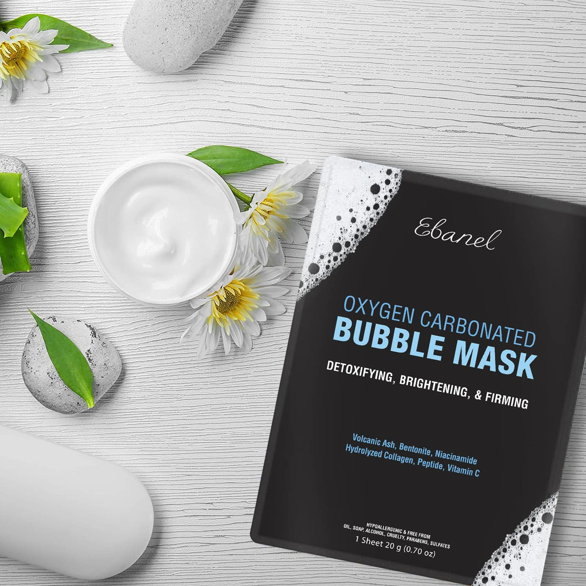Ebanel Bundle of 10 Pack Bubble Clay Masks, and Exfoliating Face Scrub Peeling Gel Mild 4.12 Oz