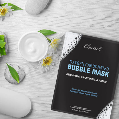 Ebanel Bundle of Charcoal Peel Off Face Mask, and 10-Pack Carbonated Bubble Clay Mask