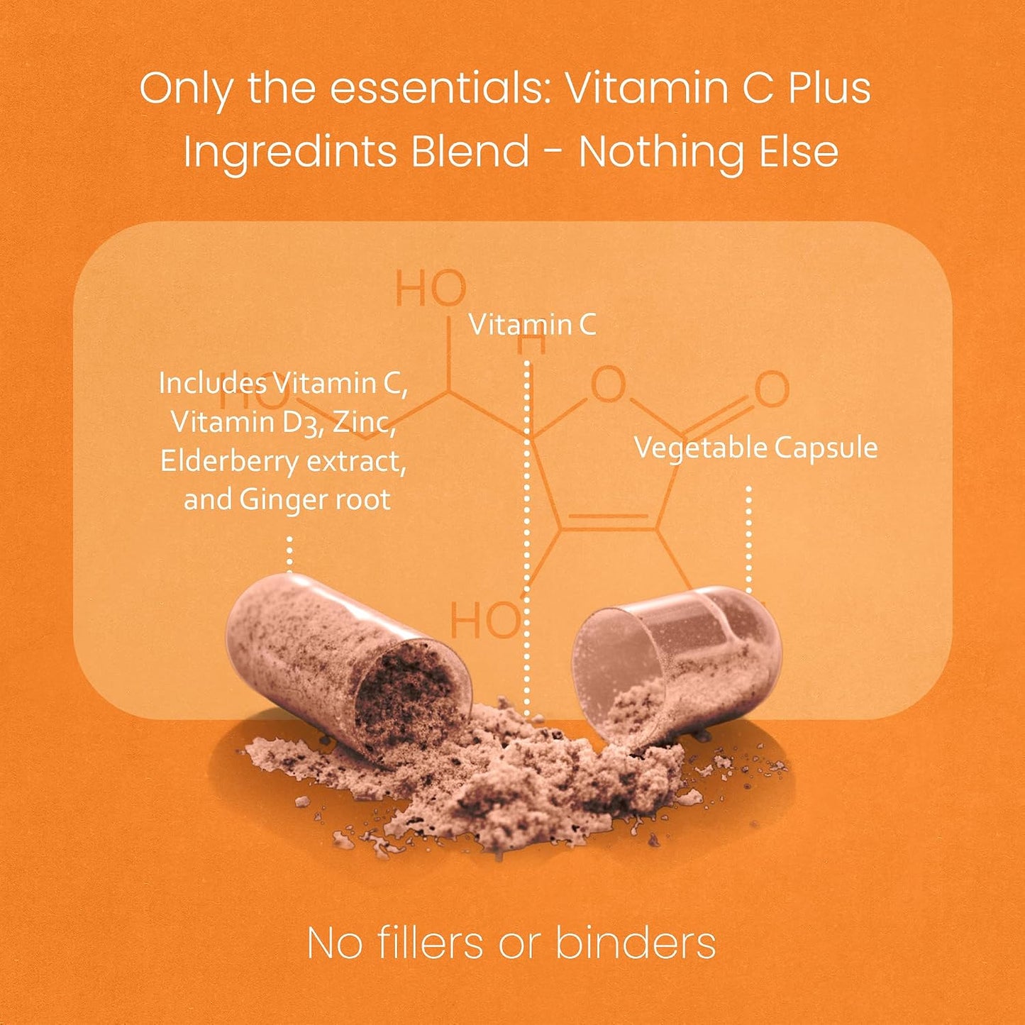 NaturaLife Labs Vitamin C with Vitamin D3, Zinc, Elderberry & Ginger Root – 1,700 mg per Serving – 100 Capsules, Vegan, Non-GMO, Gluten Free
