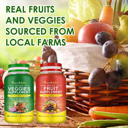 Fruit & Veggies Capsules | Daily Fruit & Vegetable Blend | 2 Bottles – 180 Vegetarian Capsules | Plant-Based Superfood Formula | Non-GMO, Gluten Free Generic buy supplements Au
