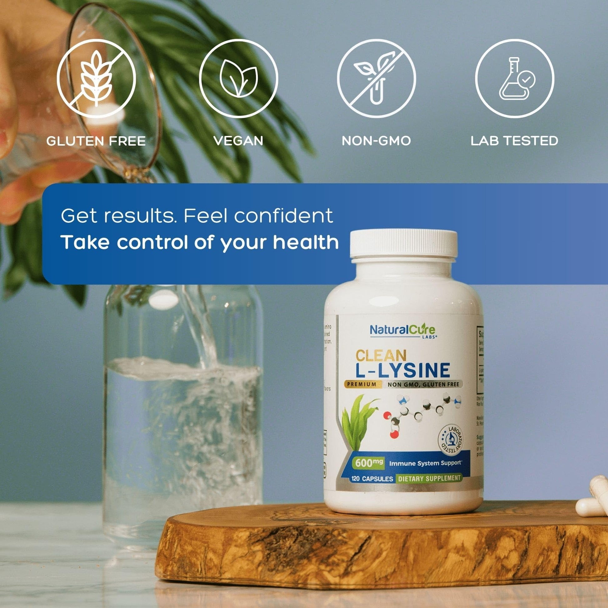 Natural Cure Labs Clean L-Lysine 600mg, 120 Capsules | Vegan, Non-GMO, & Gluten Free Natural Cure Labs buy supplements Au