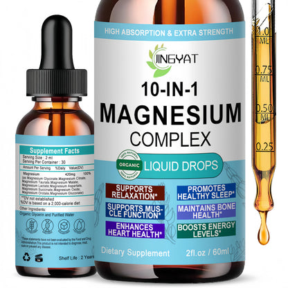 High Absorption Magnesium Complex Drops | 10-in-1 Liquid Magnesium Complex for Women & Men with Glycinate,Citrate,Taurate | for Stress Relief,Sleep,Heart Health | Vegan,Non-GMO,Fast-Acting Formula JINGYAT buy supplements Au