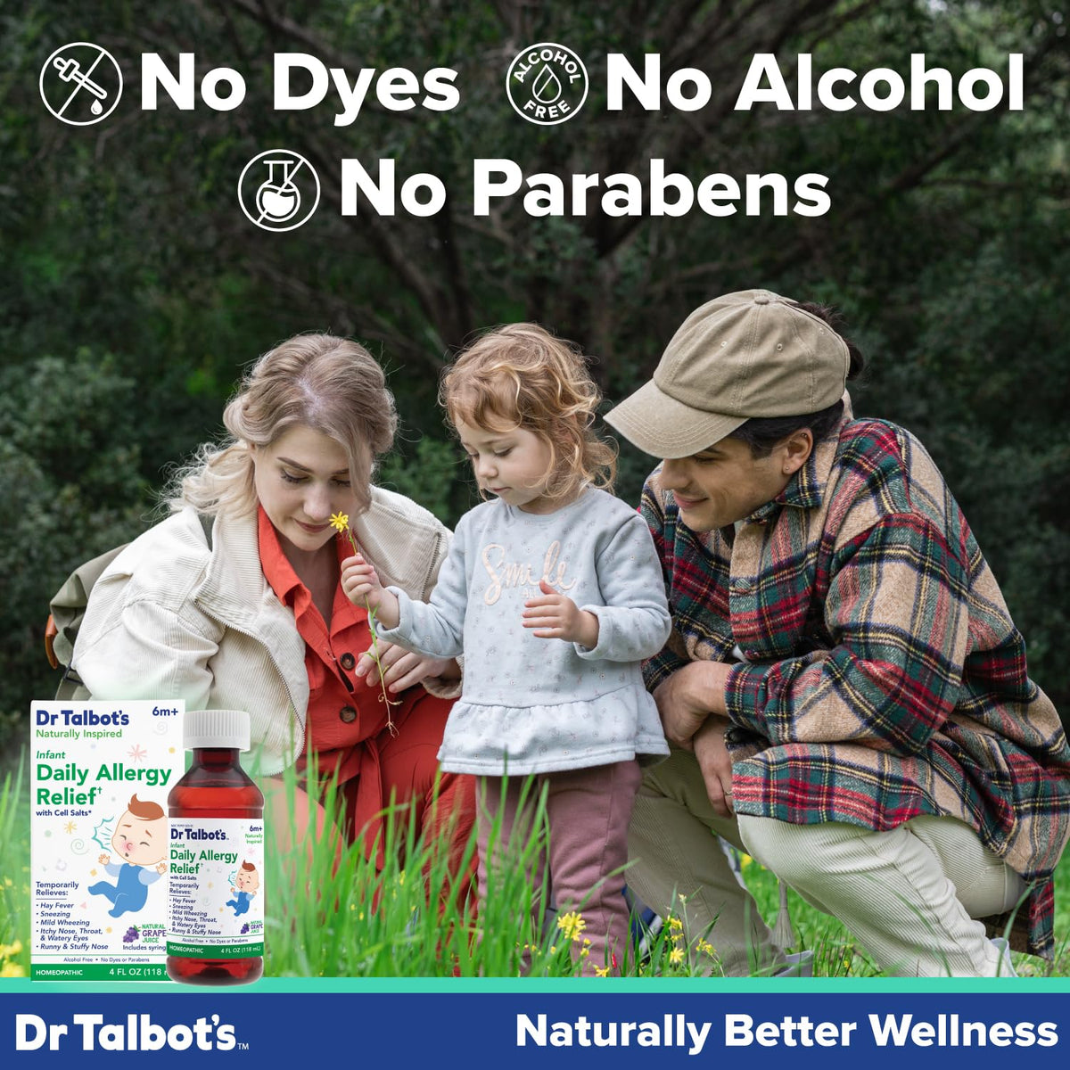 Dr. Talbot's Infant Daily Allergy Relief Liquid Medicine, Naturally Inspired for Babies, Includes Syringe, Grape Juice Flavor, Purple, 4 Fl Oz