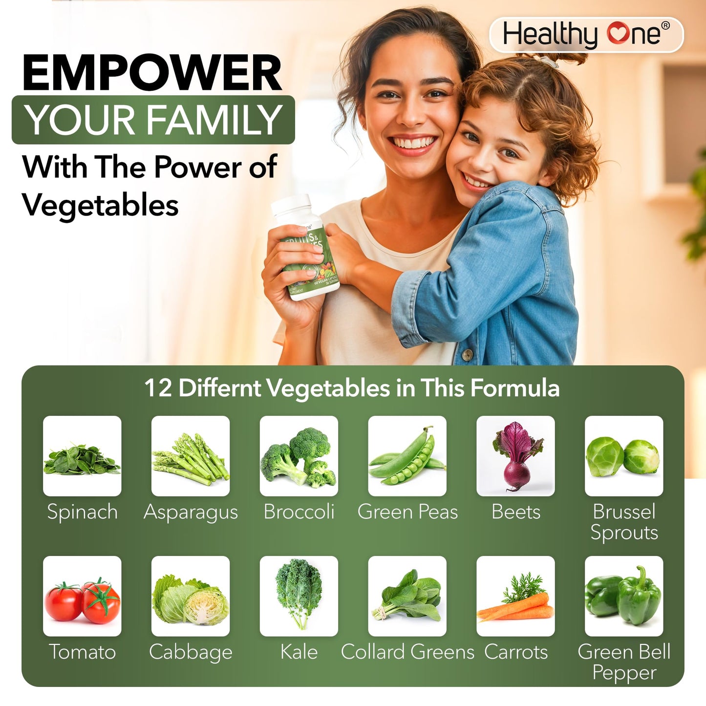 Fruits & Veggies Formula - 27 Premium Whole Foods - Organic Ingredients - Equals 3 Servings of Fruits & Vegetables - Improve Energy, Focus & Immune Function - Fiber - Antioxidants - 120ct (60 Serv) Healthy OneBuy Supplements Australia