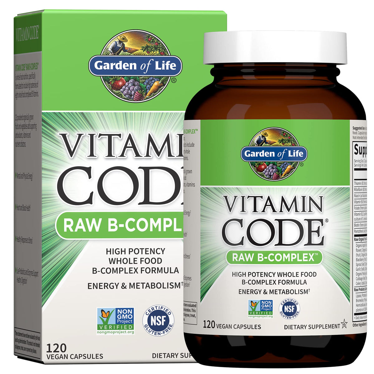 Garden of Life Vitamin B Complex, 120 Vegan Capsules, High Potency Vitamins for Energy & Metabolism with B6, Folate & B12 as Methylcobalamin Plus Probiotics Garden of Life buy supplements Au