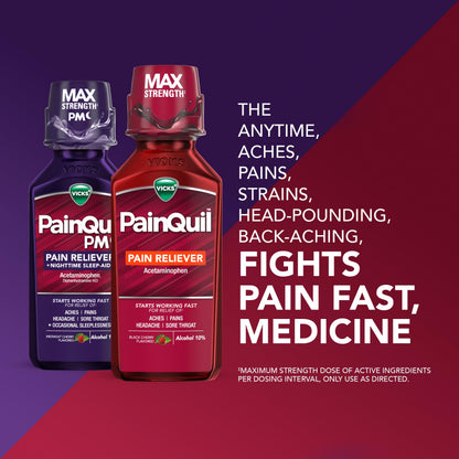 Vicks PainQuil & PainQuil PM Pain Relief Liquid, 1000mg Acetaminophen, 2x12 oz Vicks buy supplements Au