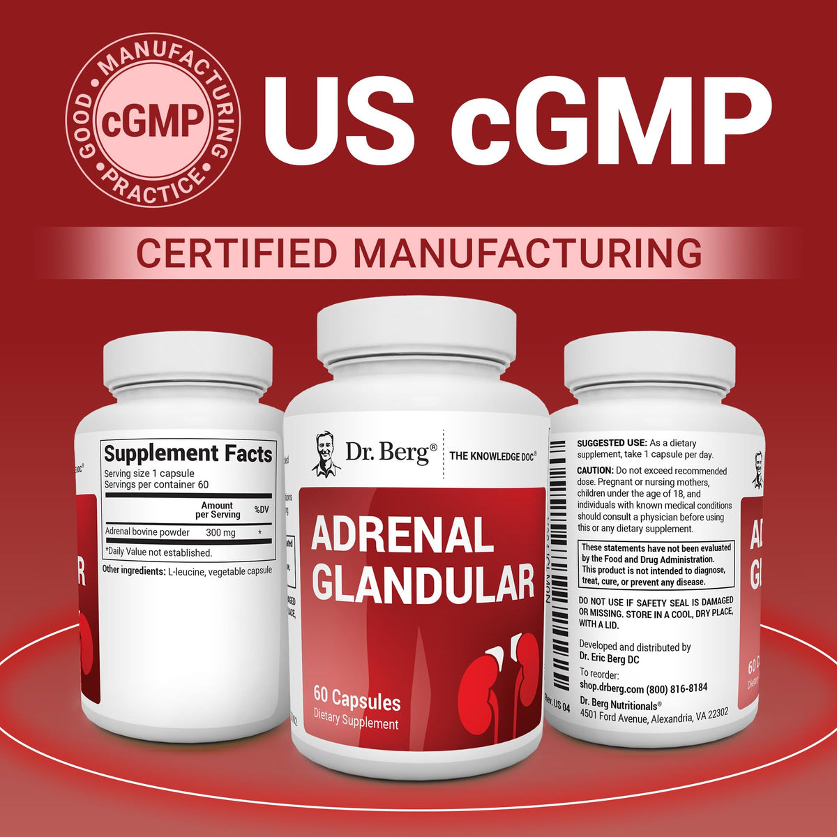 Dr. Berg Adrenal Glandular - Hormone Balance Formula That Supports Healthy Adrenal Function - Adrenal Support Supplement - 60 Capsules Dr. Berg NutritionalsBuy Supplements Australia