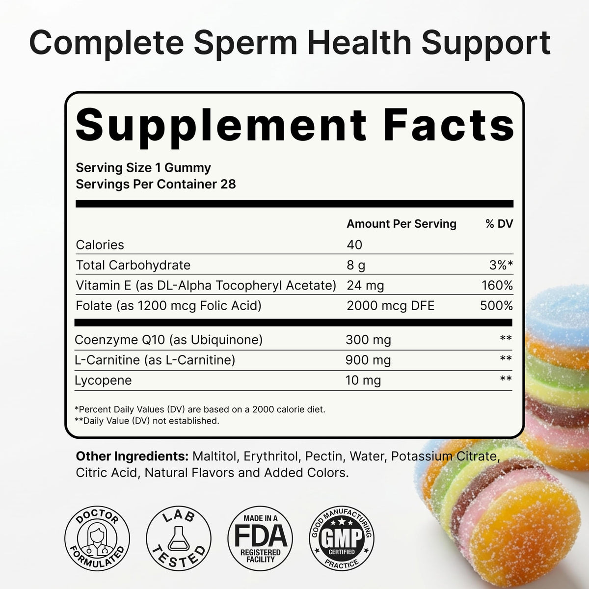 Luminary Vitamins Create for Men | IVF-Doctor Formulated Male Fertility Gummies | 300 mg CoQ10, 900 mg L-Carnitine, 10 mg Lycopene | Supports Sperm Health | Vegan & No Added Sugar (28 Day Supply) Luminary Vitamins buy supplements Au