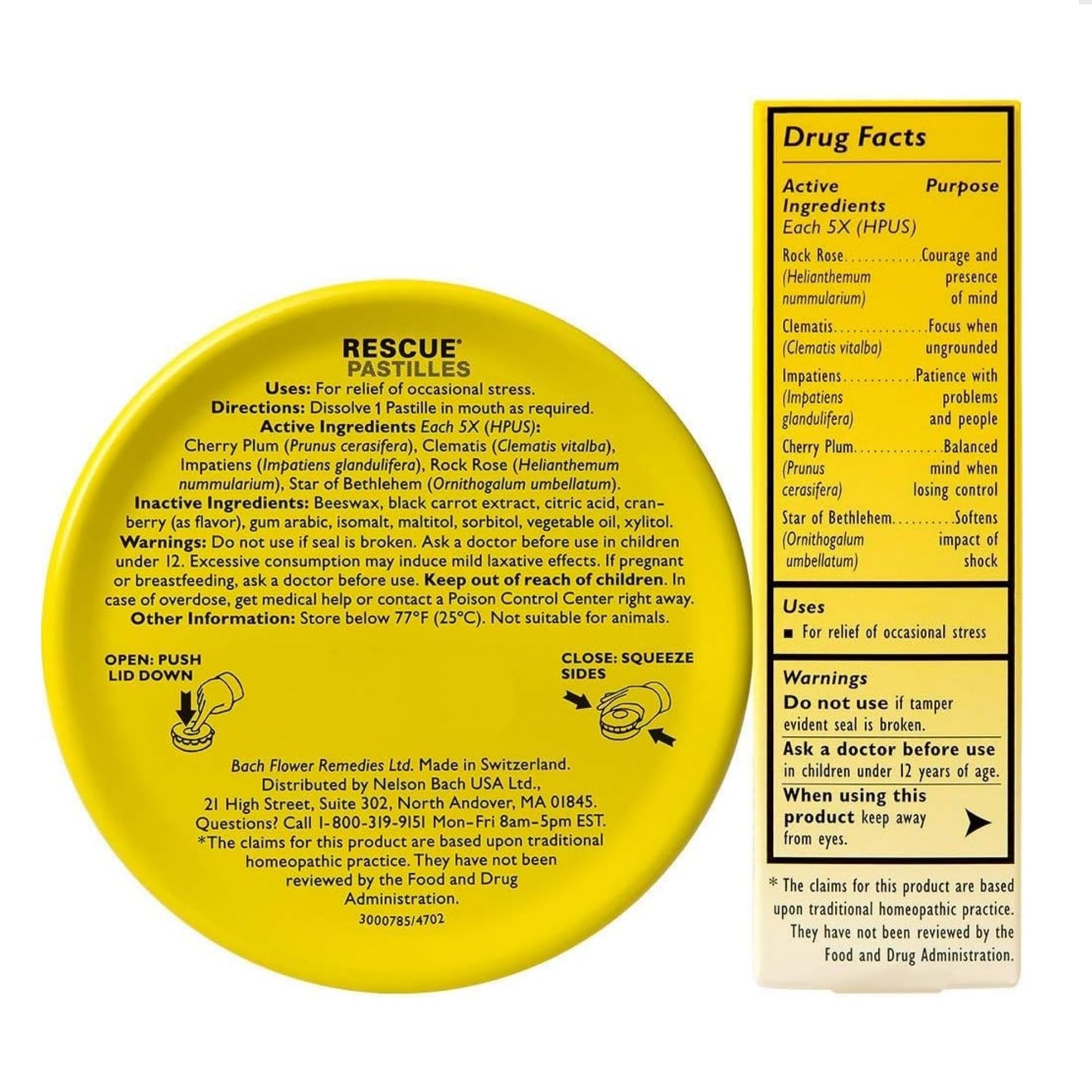Bach RESCUE PASTILLES, Cranberry Flavor, 35 Count, and Bach 20mL Dropper, Natural Stress Relief, Homeopathic Flower Remedy, Vegetarian, Gluten and Sugar-Free, 35 Count