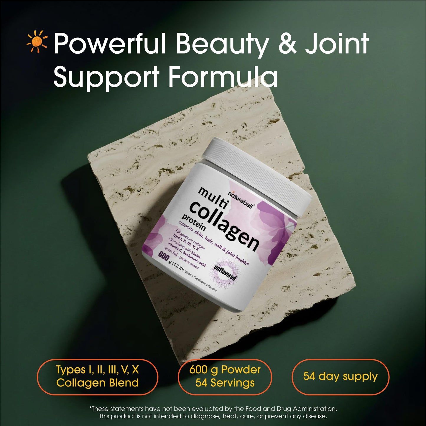 NatureBell Multi Collagen Protein Powder - 600g - Hydrolyzed Collagen Peptides - for Skin, Hair, Nail, Joint & Bone Health Support* - Grass-Fed & Keto-Friendly - Unflavored NatureBell buy supplements Au