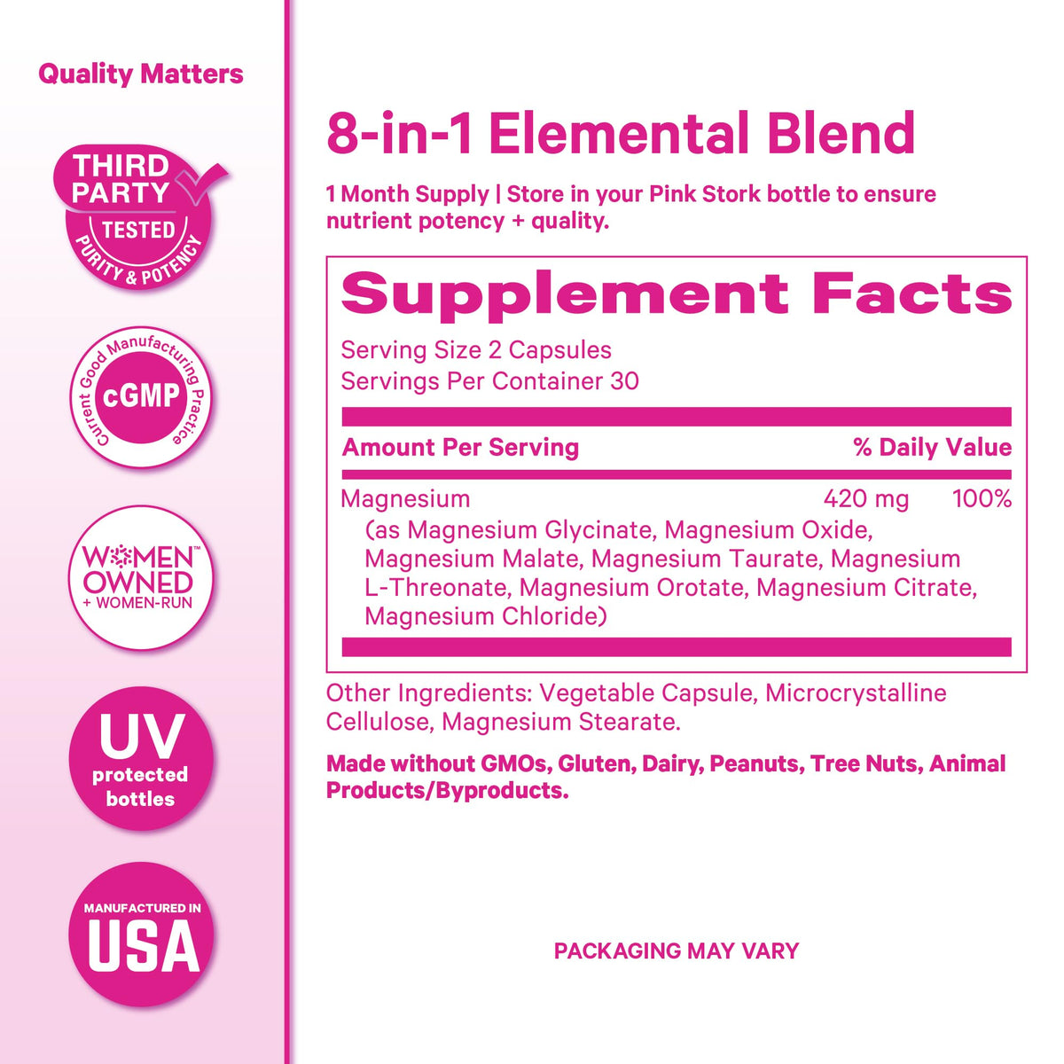 Pink Stork Magnesium Complex for Women - 8 Forms Including Glycinate, Malate, Citrate & L-Threonate - Stress, Sleep, Muscle & Hormone Support - 400 mg Elemental Magnesium - 60 Vegan Capsules Pink Stork buy supplements Au
