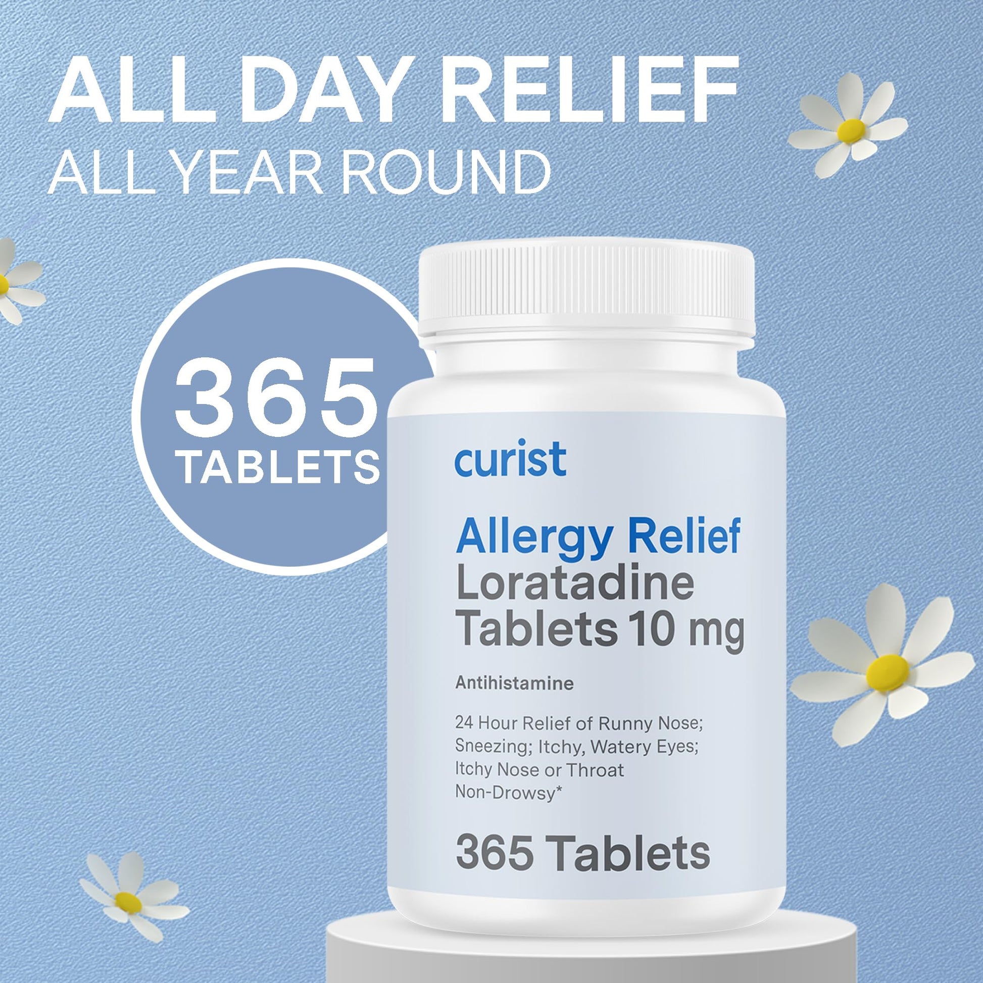 Curist Loratadine 10mg 365 Count - All Day Non Drowsy Allergy Medicine - 24 Hour Antihistamine Tablets for Runny Nose, Itchy Eyes, & Sneezing - Indoor & Outdoor Allergy Medicine for Adults Curist buy supplements Au
