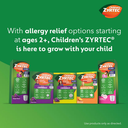 Children's Zyrtec Liquid, Kid's Antihistamine Syrup, Dye-, Sugar-, and Alcohol-Free, Pleasant Grape Flavor, Contains Cetirizine HCl Suitable for Ages 2 Years and Up, 8 fl oz Bottle Zyrtec buy supplements Au