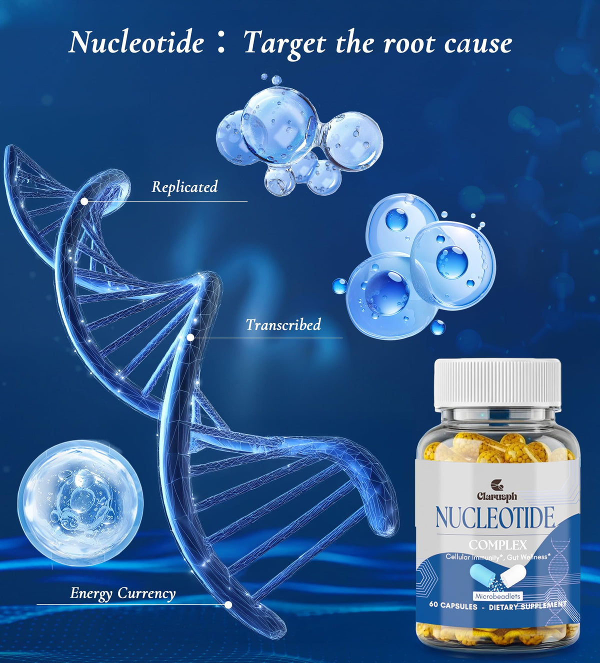 Clarusph Immunity* Supplement, Immune* Nucleotide Complex Blend 400mg Including AMP, CMP, GMP, UMP, Nucleo Immune*, 120 Capsules ClarusphBuy Supplements Australia