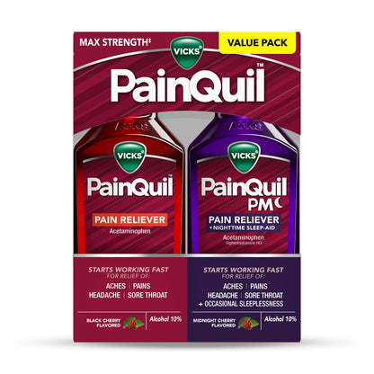 Vicks PainQuil & PainQuil PM Pain Relief Liquid, 1000mg Acetaminophen, 2x12 oz Vicks buy supplements Au