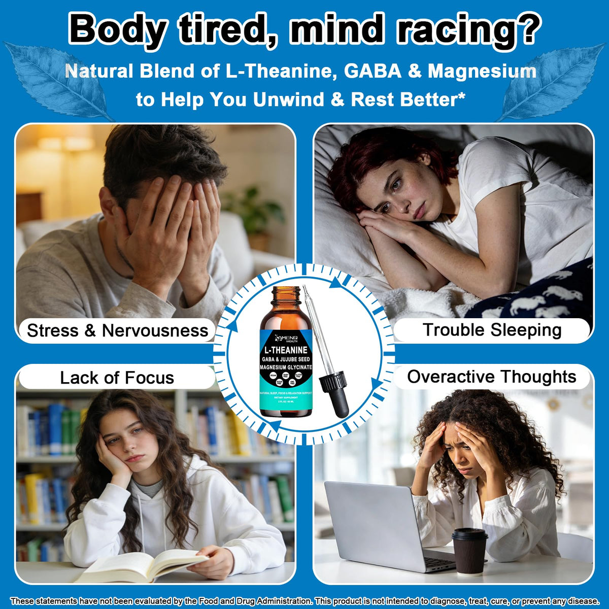 L Theanine Liquid Drops - Double Strength L-Theanine 200mg for Adults & Kids, Fast Absorption Gaba L-Theanine Supplements w. Magnesium & Jujube Seed for Nerve & Sleep, Relaxation & Mood Support丨Vegan AMENQ hHEALTHBuy Supplements Australia