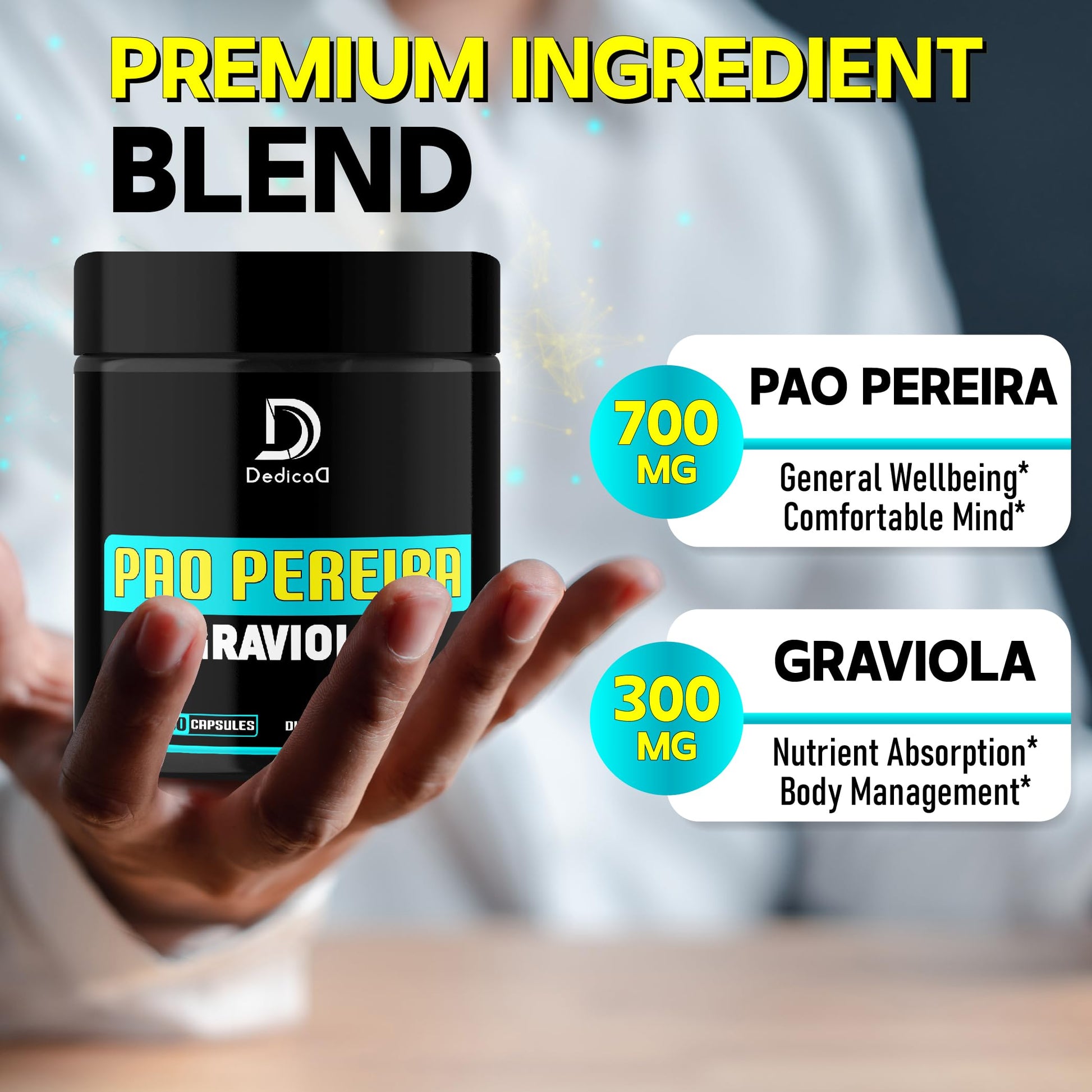 DEDICAD Pao Pereira Bark Extract and Graviola Soursop - 150 Capsules Supply DEDICAD buy supplements Au